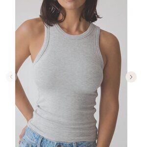 Chunky Binding Ribbed High Neck Brami (Full Length) in Light Heather Gray